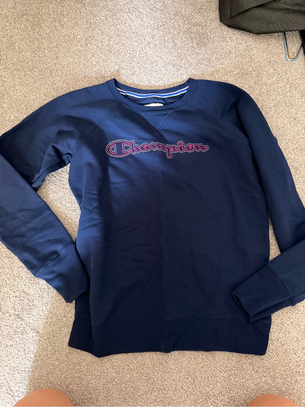 Champion Navy Sweatshirt with Red & Blue Trim